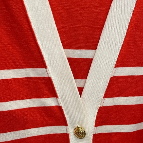 Vintage Adrienne Vittadini Red Stripe Nautical Cardigan - Picture 2 of 7
